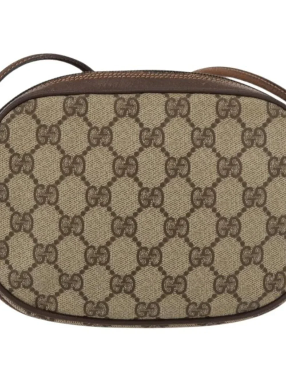 GUCCI GG Supreme Web Sherry Line Bag PVC Beige Gold 007 58 6112 Auth 176401